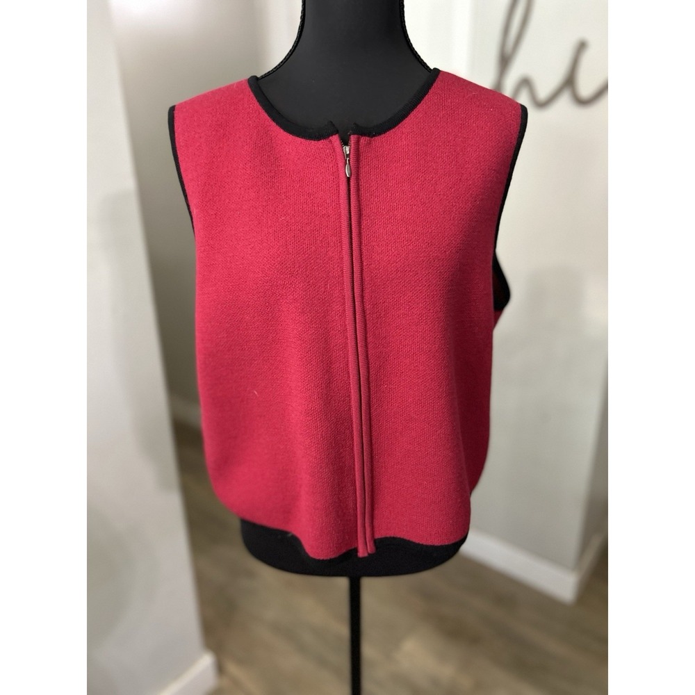 Bridgetown Collection Wool Blend‎ Sweater Vest Red Full Zip Up Size Medium